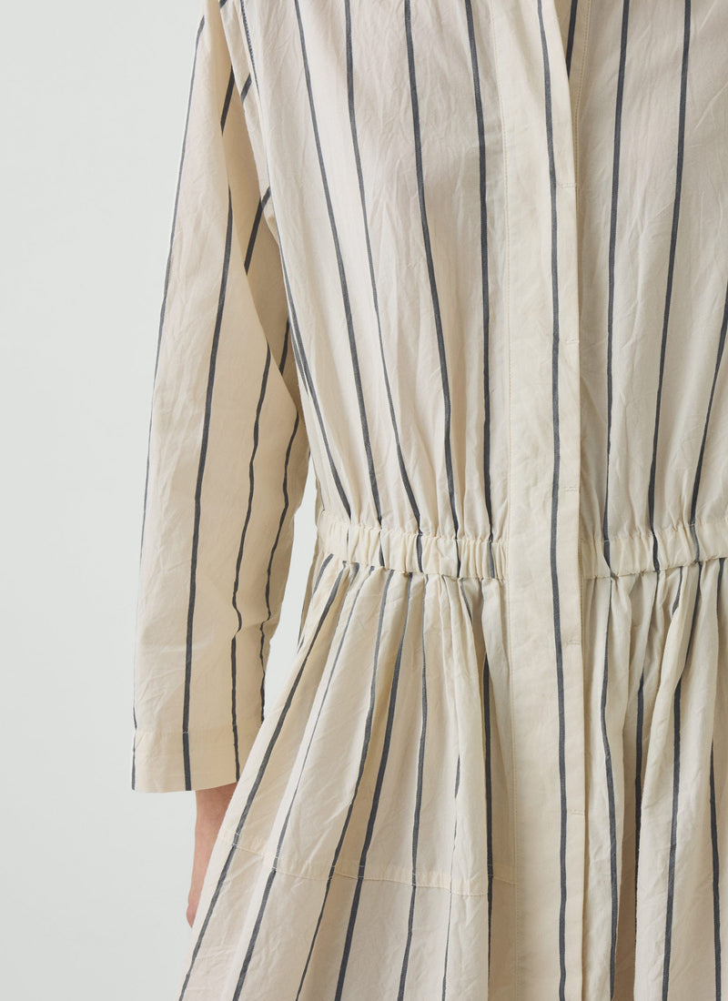 Garland Stripe Cotton Shirt Dress | Ecru/Charcoal