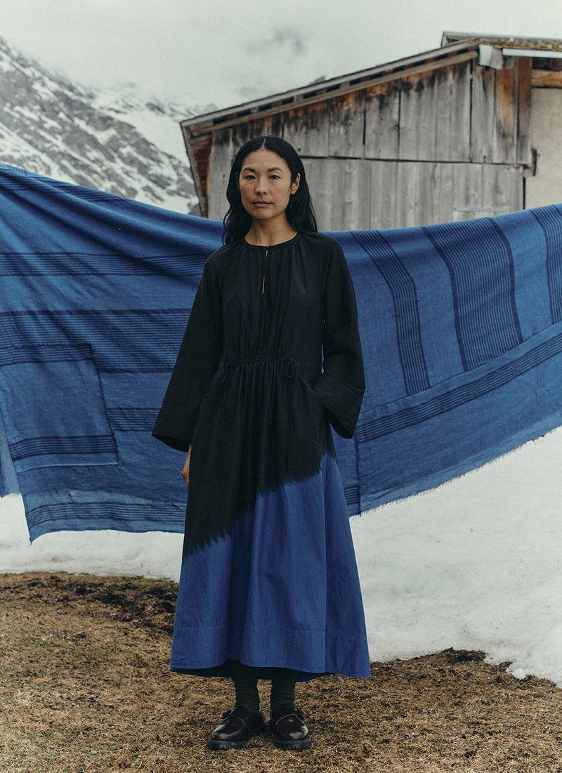Tie Dye Cotton Silk Dress | Brilliant Blue