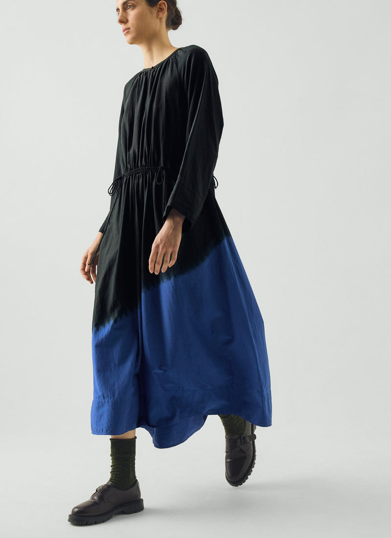Tie Dye Cotton Silk Dress | Brilliant Blue