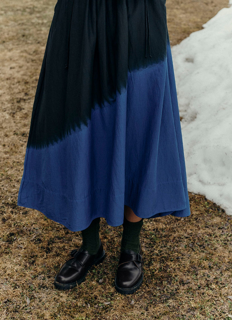 Tie Dye Cotton Silk Dress | Brilliant Blue