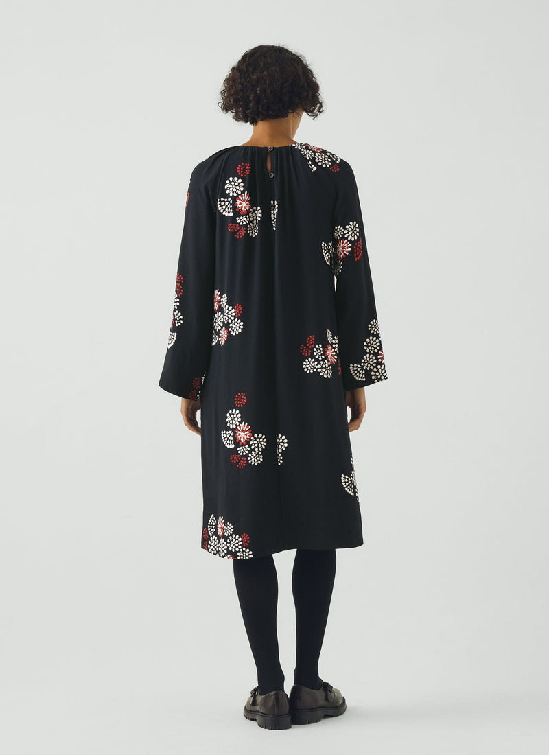 Firework Print Crepe Dress | Black Multi