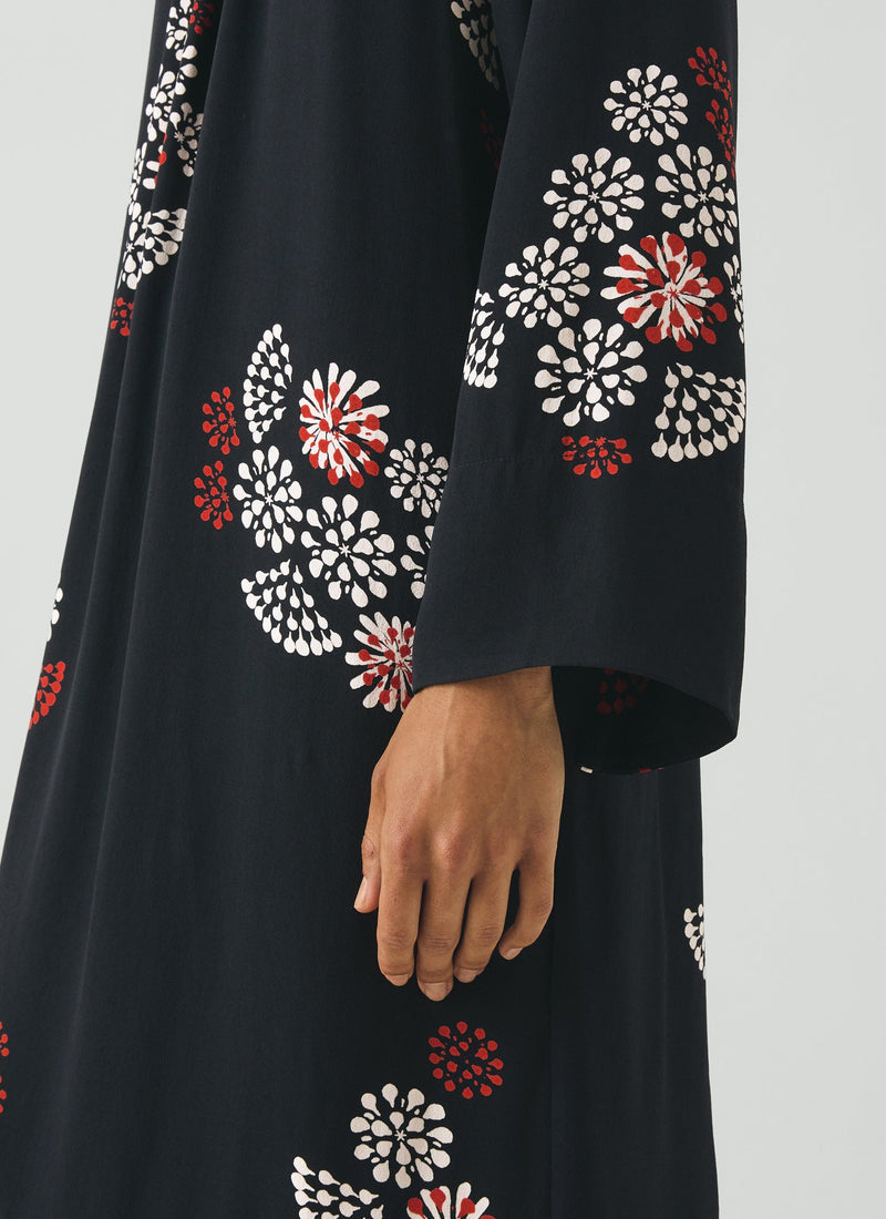 Firework Print Crepe Dress | Black Multi