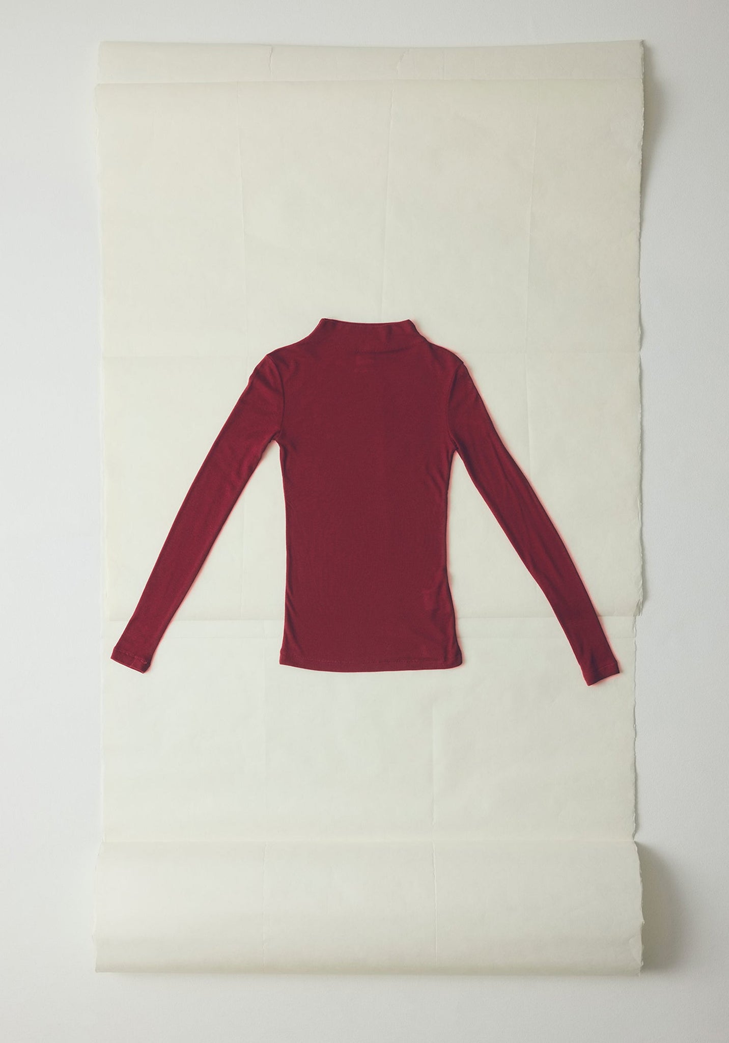 Aster High Neck Wool Lyocell Tee | Claret