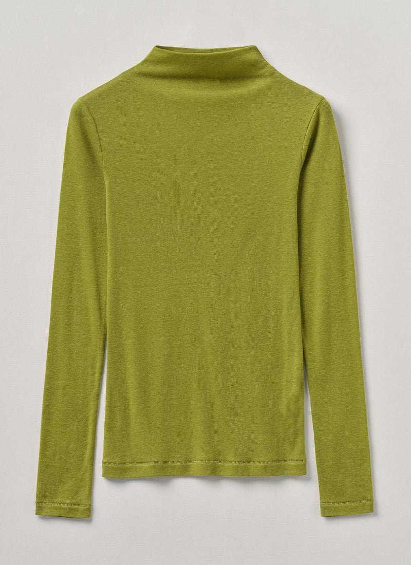 Aster High Neck Wool Lyocell Tee | Pea