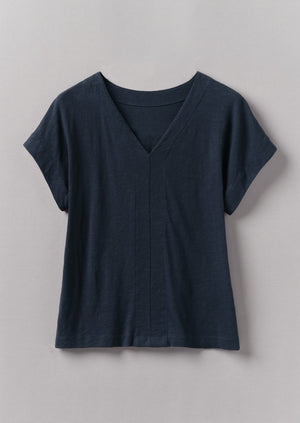 V-Neck Organic Cotton Tee | Anthracite