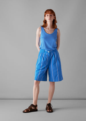 Scoop Neck Linen Jersey Vest | Enamel Blue