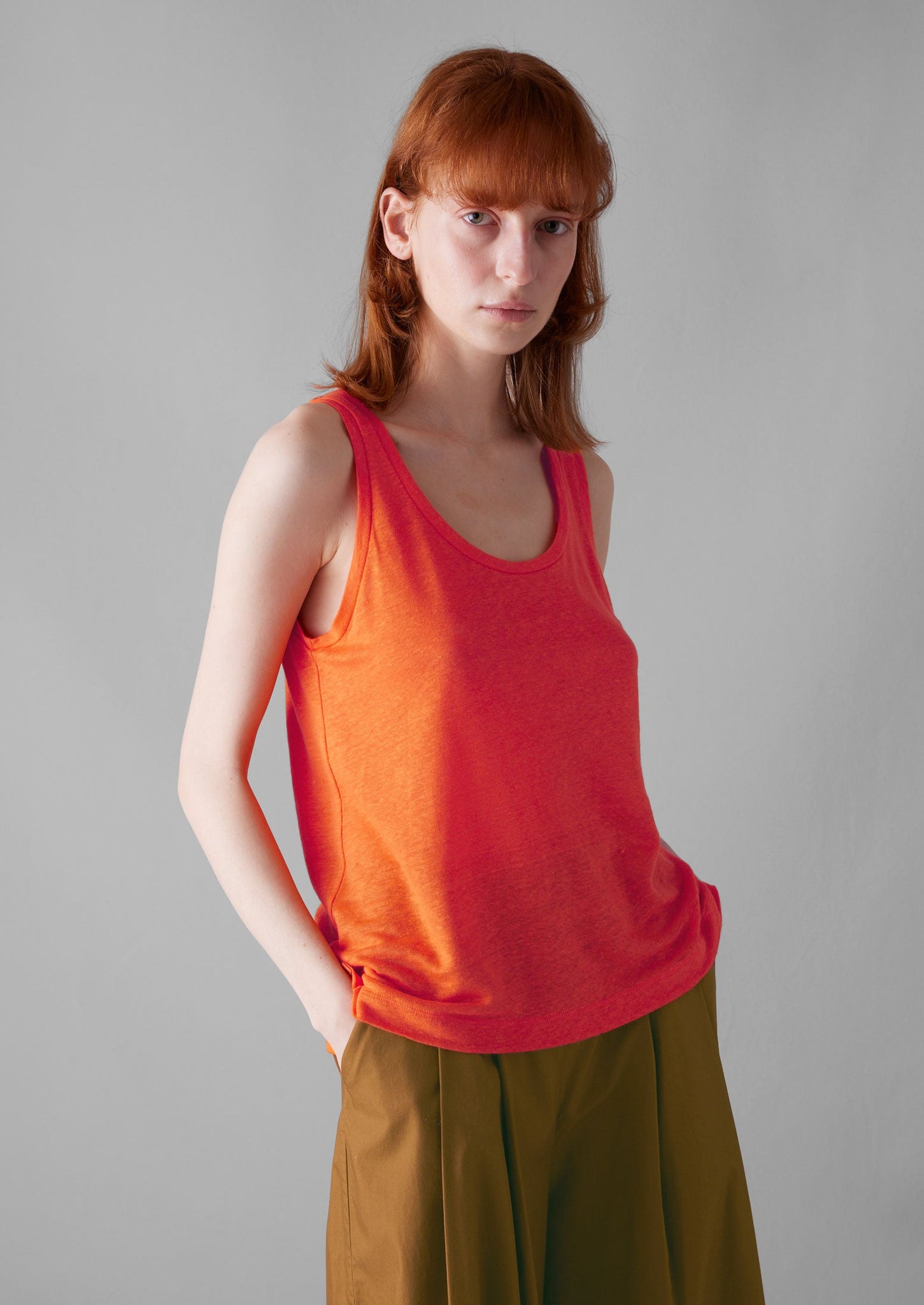 Scoop Neck Linen Jersey Vest | May Pole