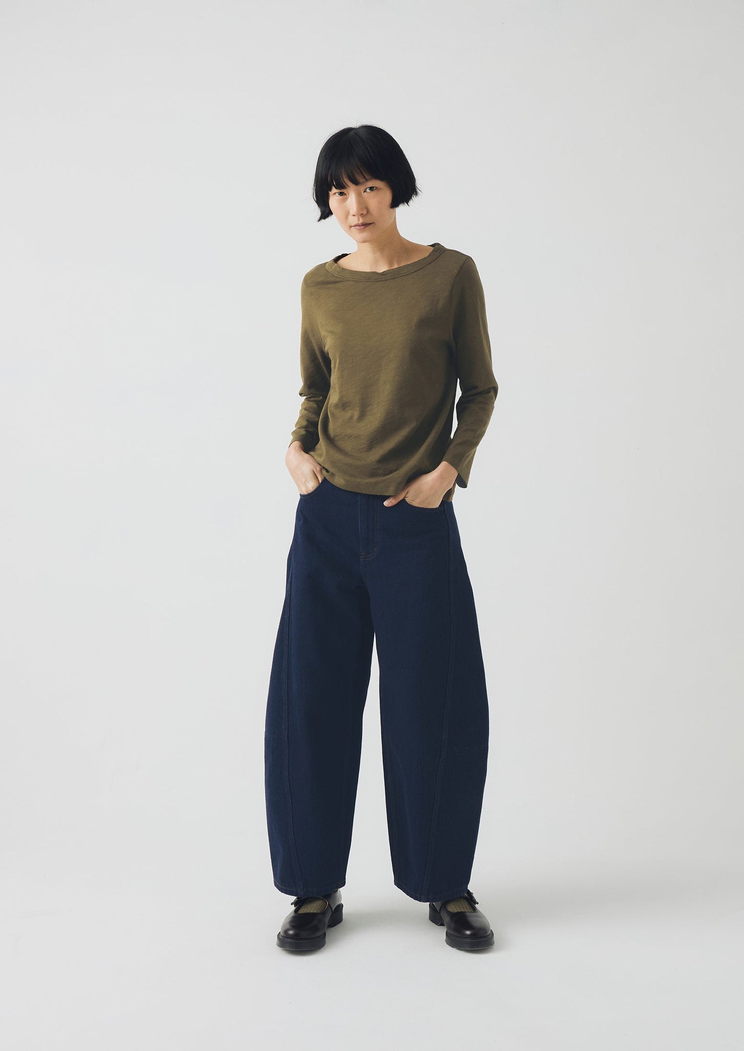 Lia Garment Dyed Boat Neck Tee | Olive