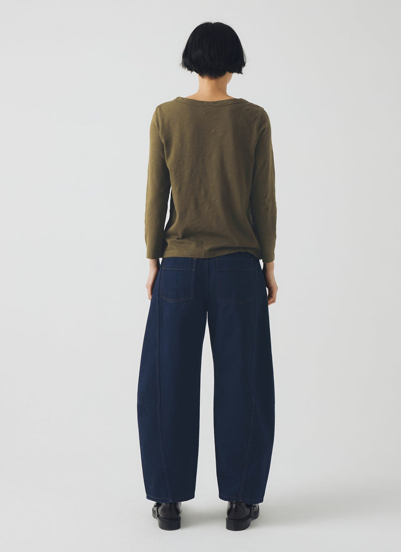 Lia Cotton Boat Neck Tee | Olive