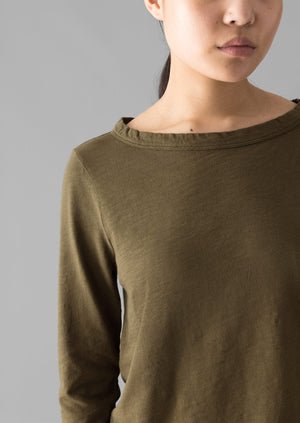 Lia Garment Dyed Boat Neck Tee | Olive