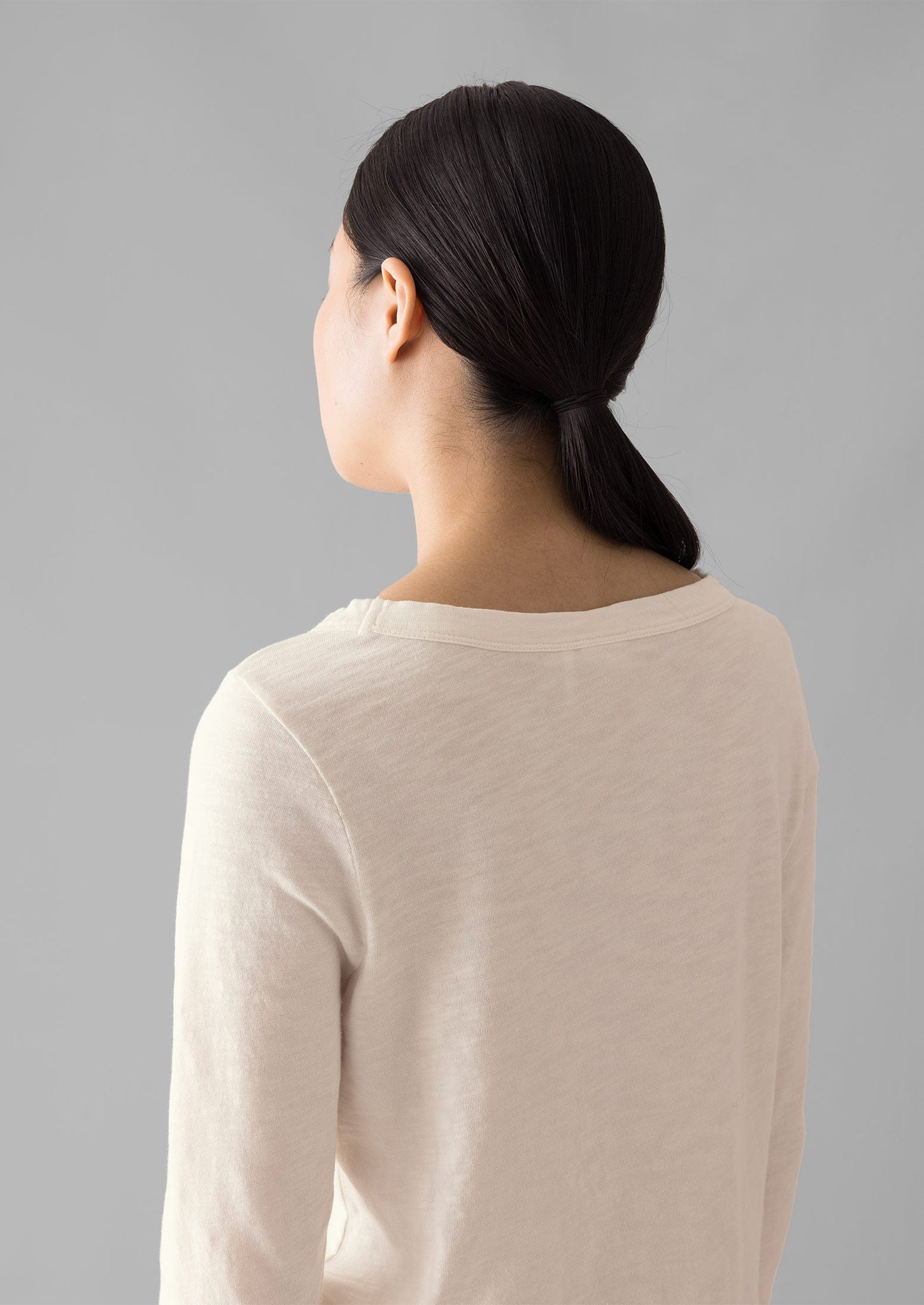 Lia Garment Dyed Boat Neck Tee | Chalk