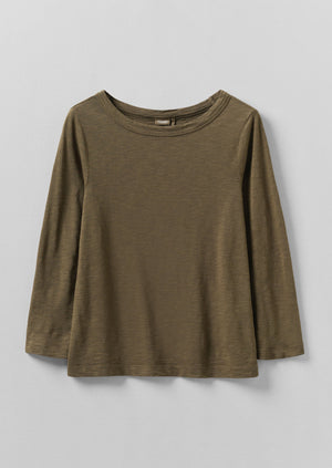 Lia Garment Dyed Boat Neck Tee | Olive
