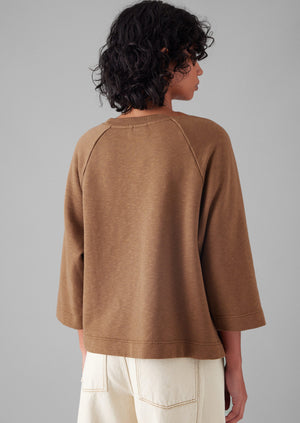 Loopback Cotton Jersey Sweater | Brown Anise