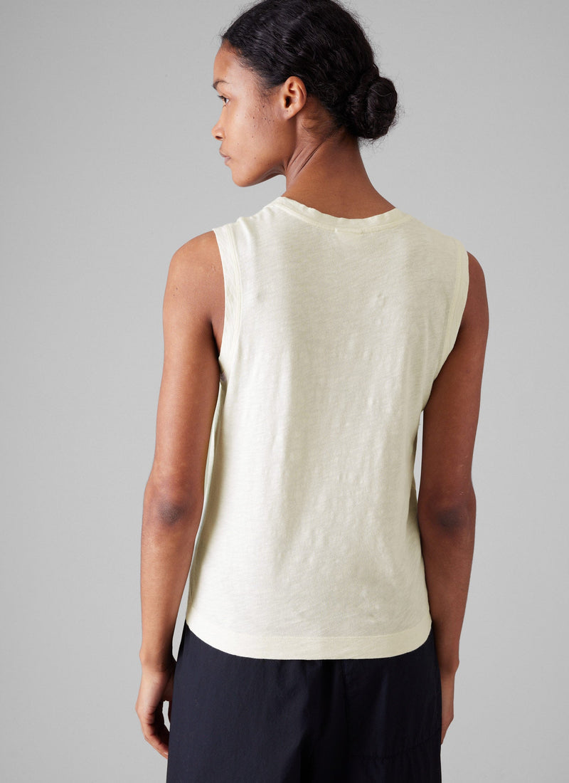 Cotton Sleeveless Tee | Washed Linen