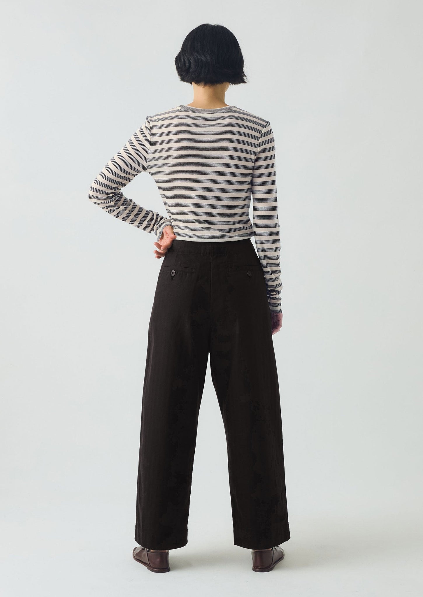 Agnes Stripe Wool Lyocell Tee | Cream/Black
