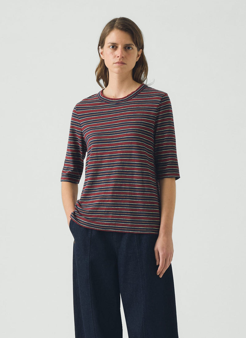 Cleo Stripe Cotton Tee | Provencal Blue/Multi