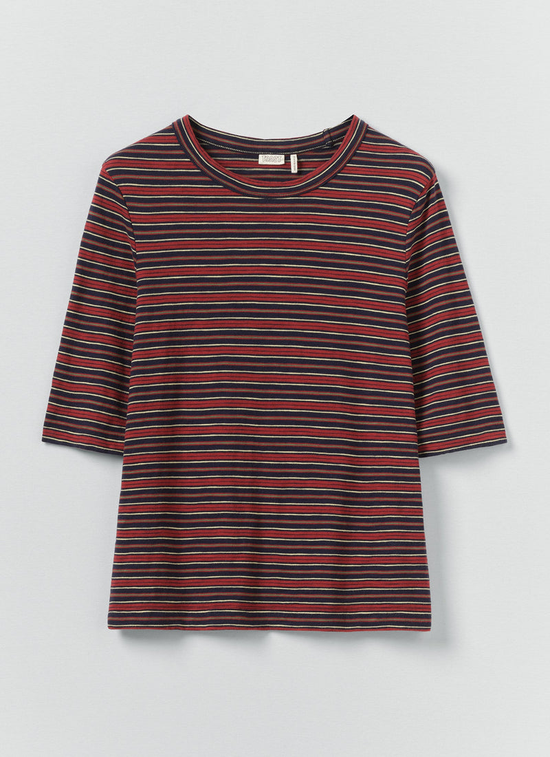 Cleo Stripe Cotton Tee | Provencal Blue/Multi