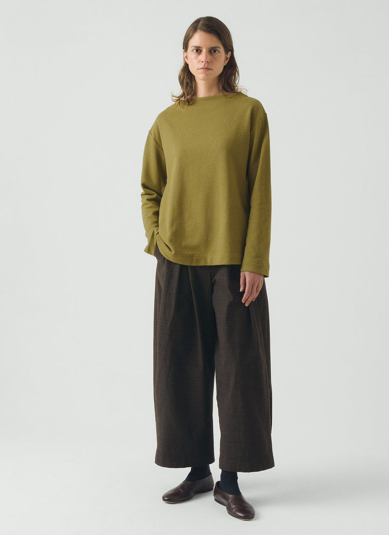 Mock Neck Cotton Hemp Sweater | Warm Olive