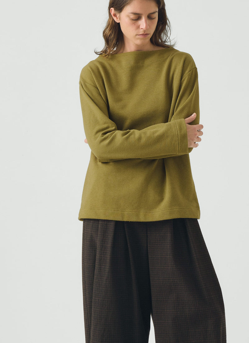 Mock Neck Cotton Hemp Sweater | Warm Olive