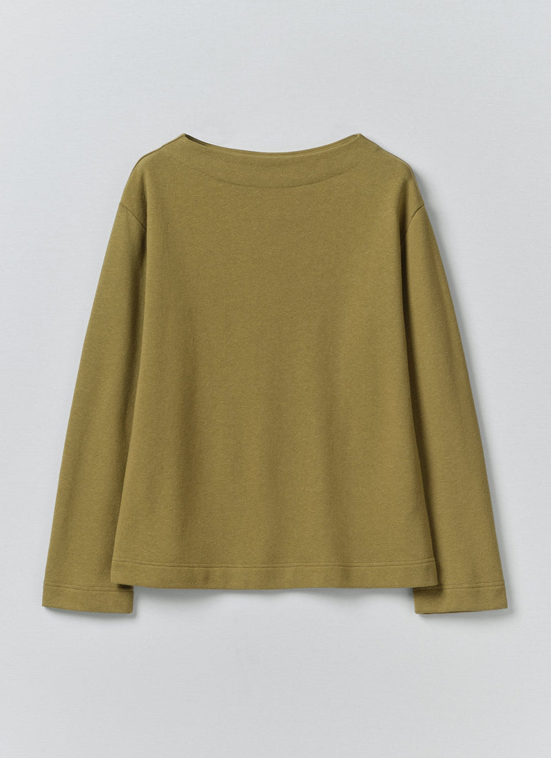 Mock Neck Cotton Hemp Sweater | Warm Olive