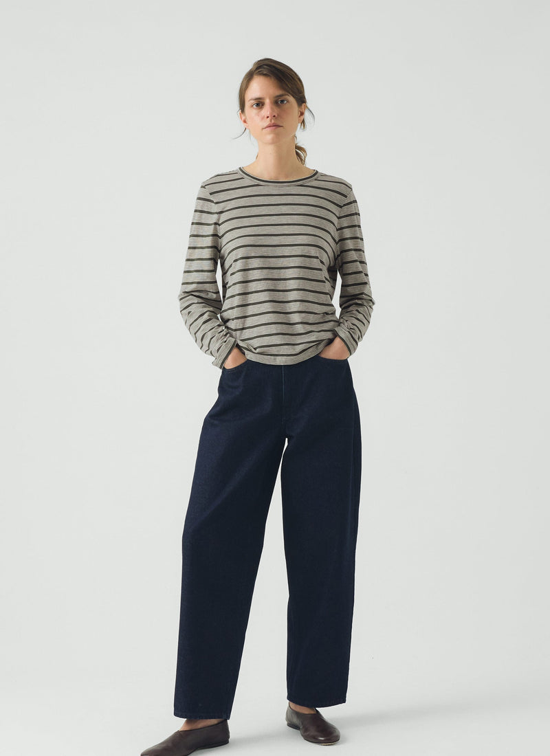 Stripe Crew Neck Tee | Avocado Rind/Ecru