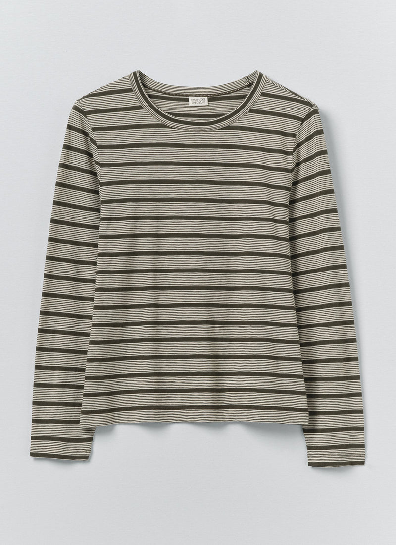 Stripe Crew Neck Tee | Avocado Rind/Ecru