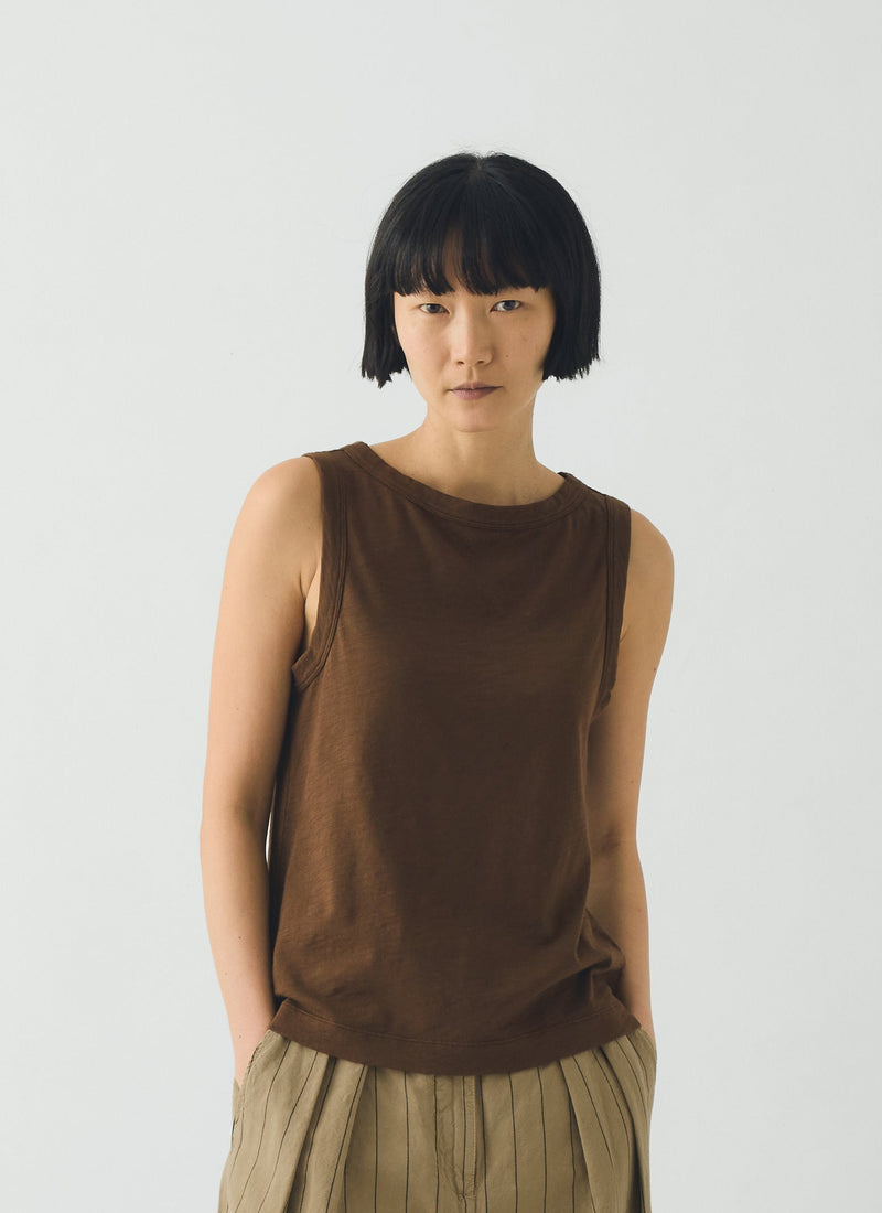 Sian Garment Dyed Cotton Tank Top | Bronze Green