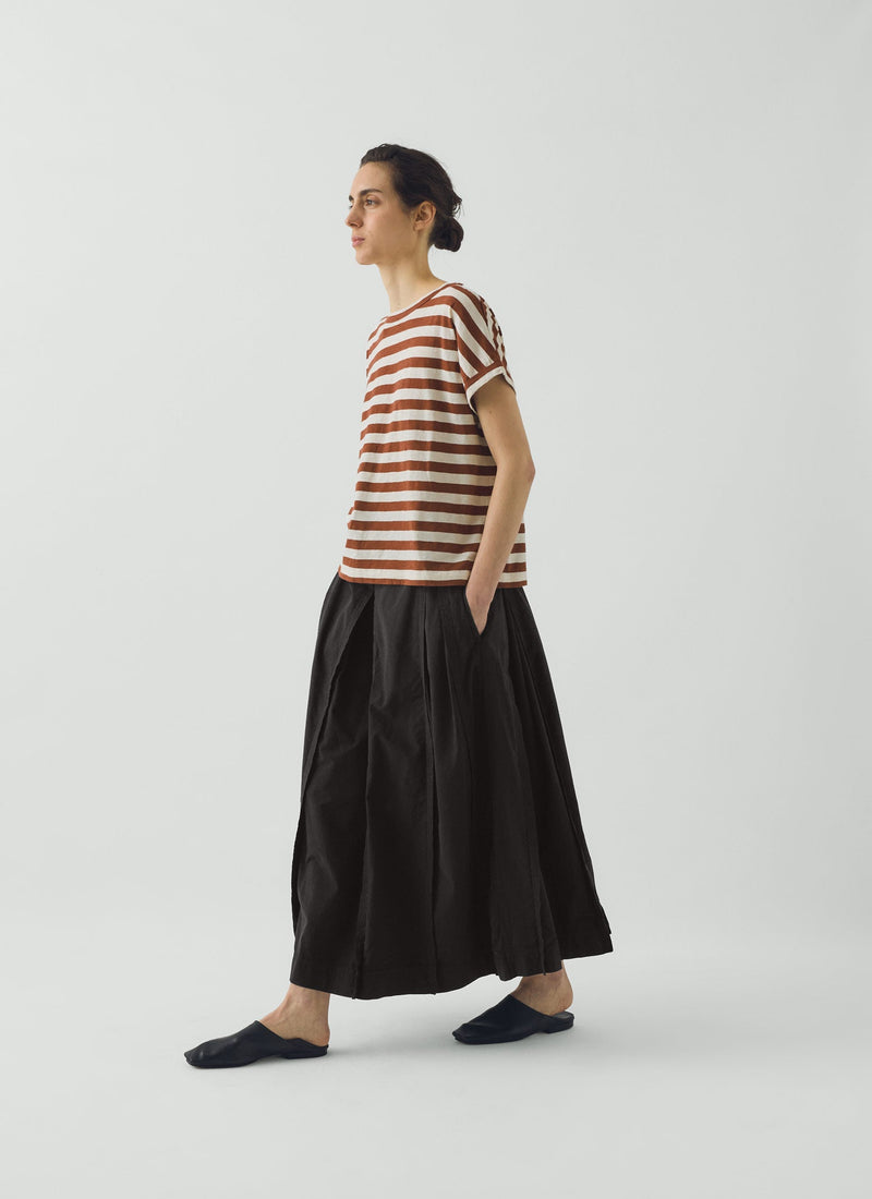 Alda Maypole Stripe Cotton Easy Tee | Red Rock/Ecru
