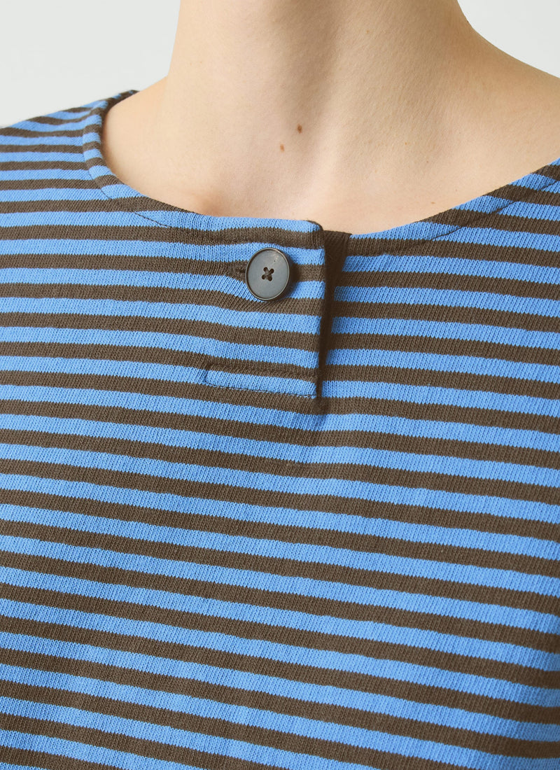 Breezy Stripe Jersey Tee | Azure Blue/Tawny Brown
