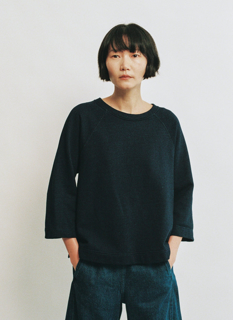Loopback Cotton Jersey Sweater | Indigo