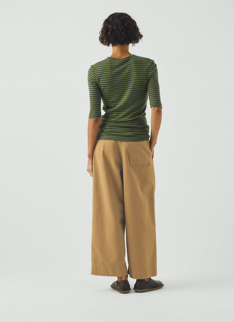 Fitted Half Sleeve Tee | Green Multi