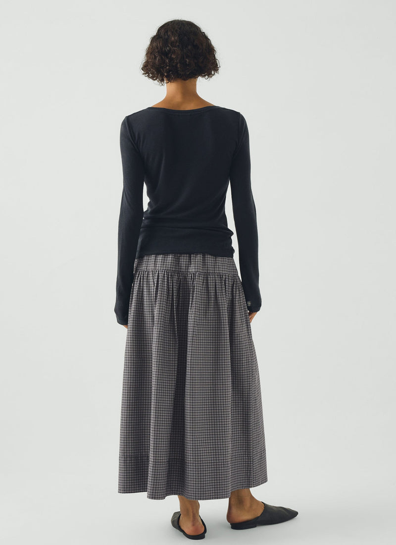 Wool Lyocell  Scoop Neck Top | Ink