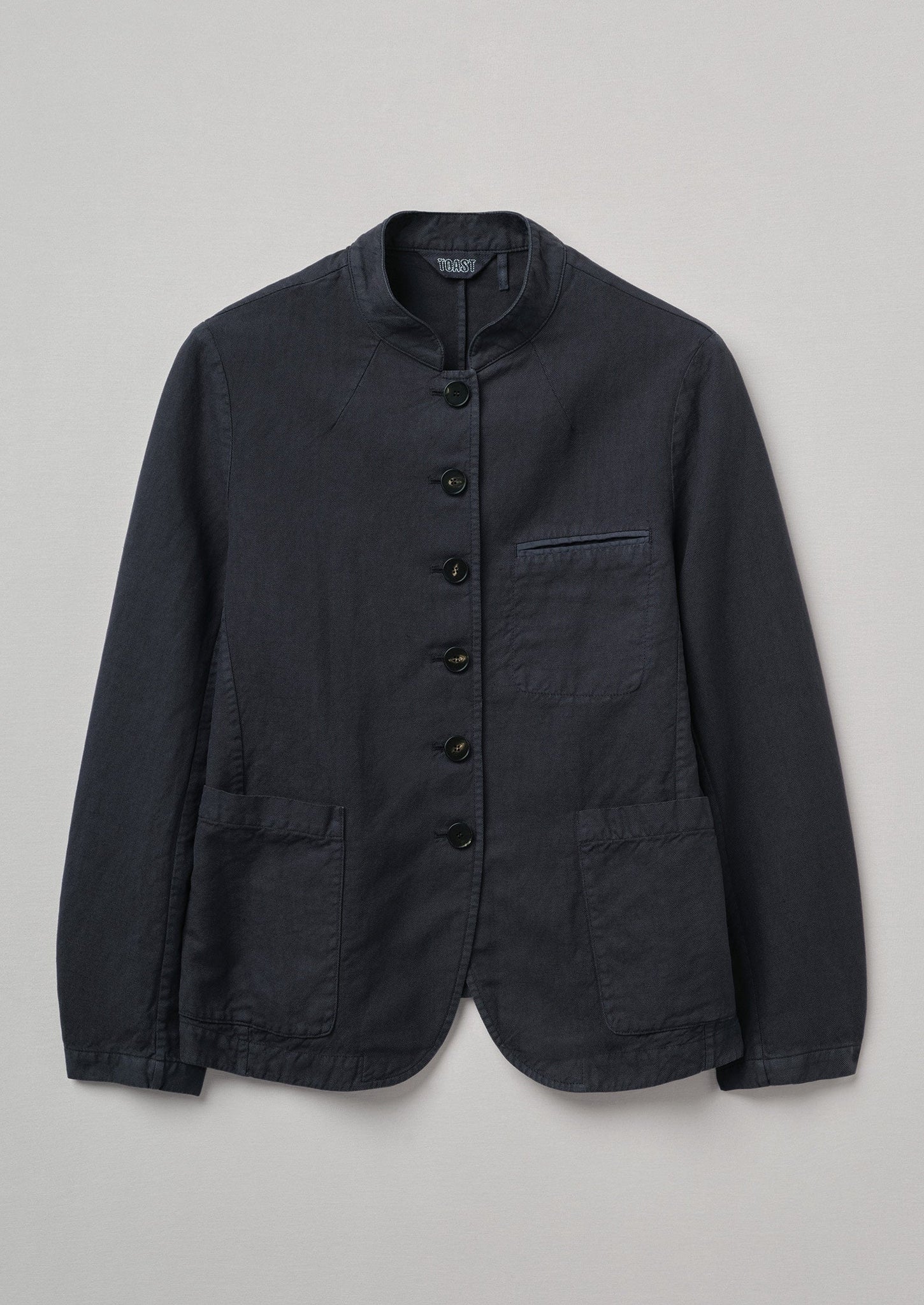 Garment Dyed Cotton Linen Neat Jacket | Slate Navy