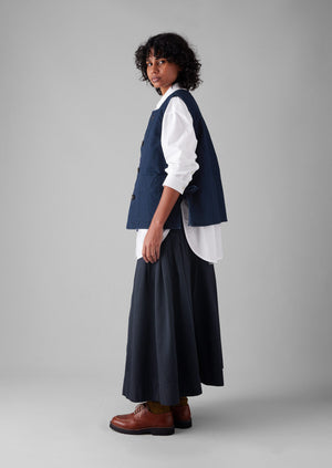 Indigo Twill Side Tie Vest | Indigo