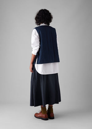 Indigo Twill Side Tie Vest | Indigo