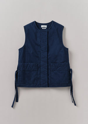 Indigo Twill Side Tie Vest | Indigo