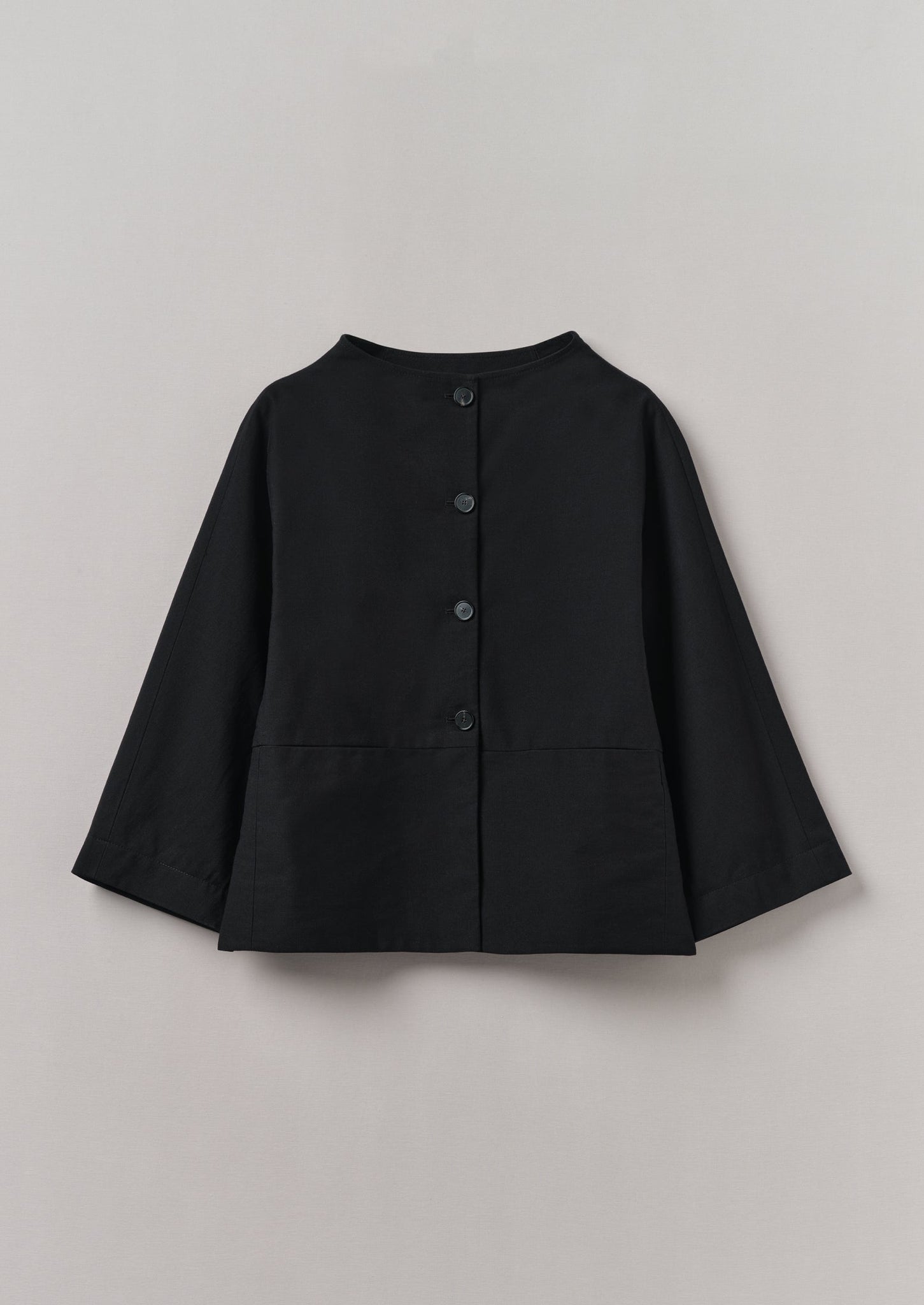 Funnel Neck Twill Jacket | Black