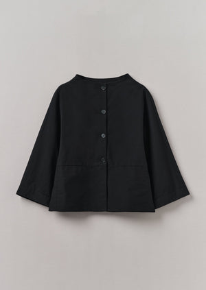 Funnel Neck Twill Jacket | Black