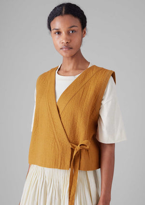 Quilted Cotton Linen Wrap Vest | Tilia Honey