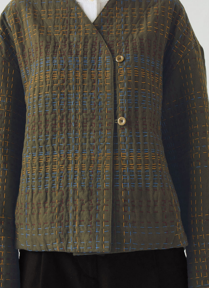 Kantha Tweed Cotton Jacket | Multi
