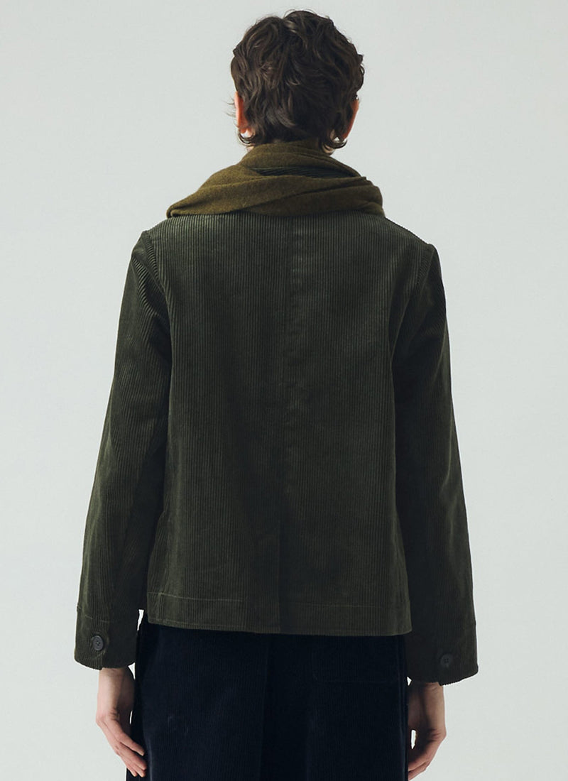 Round Collar Cord Jacket | Pine
