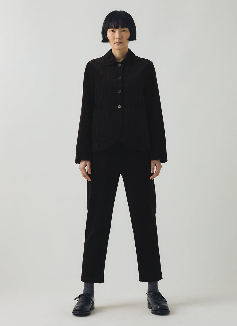 Round Collar Cord Jacket | Anthracite