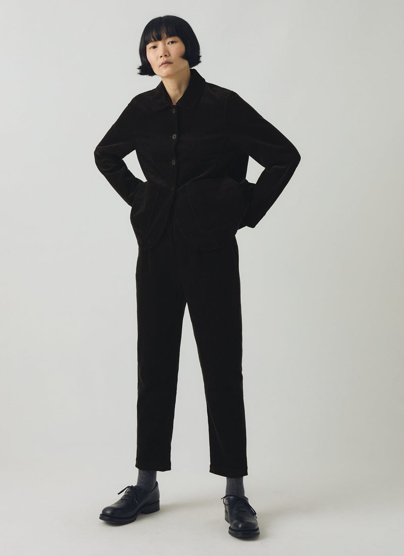 Round Collar Cord Jacket | Anthracite