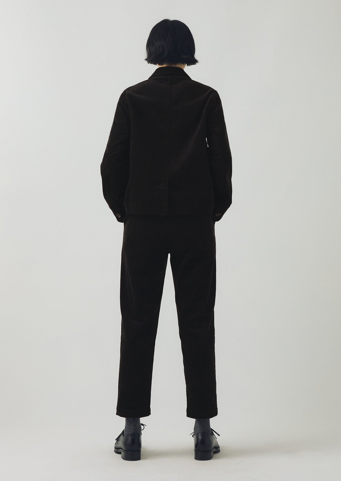 Round Collar Organic Cord Jacket | Anthracite