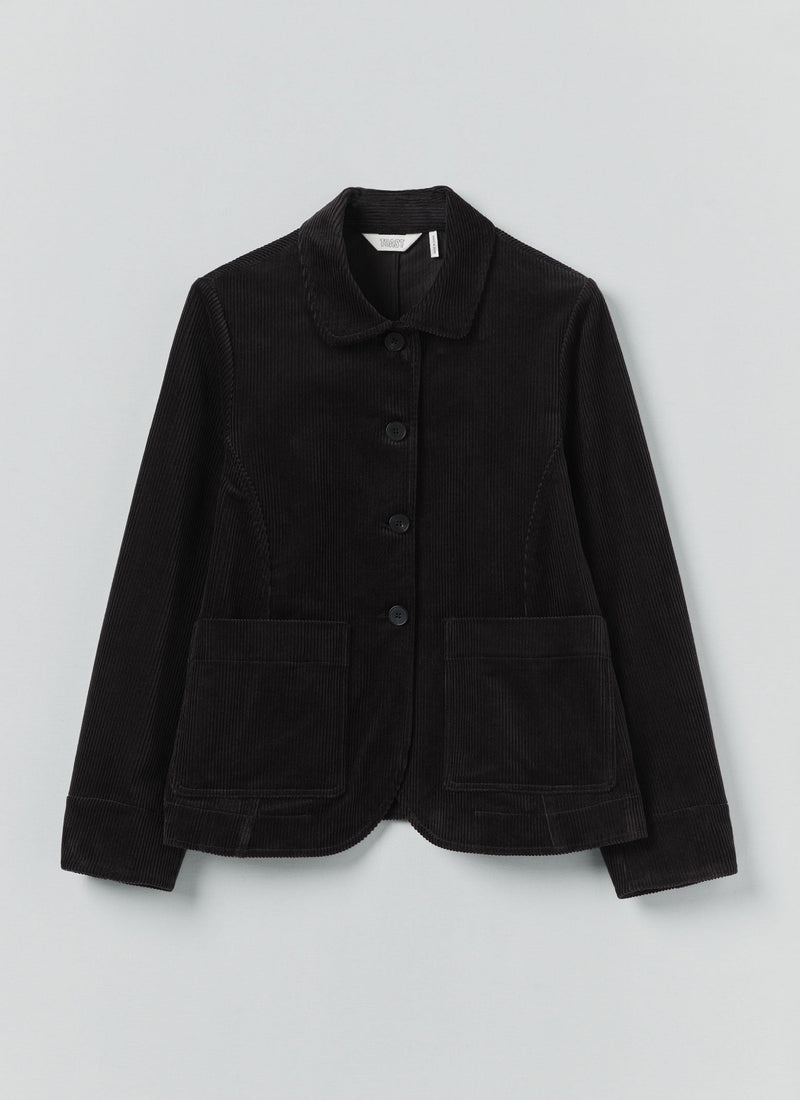 Round Collar Cord Jacket | Anthracite