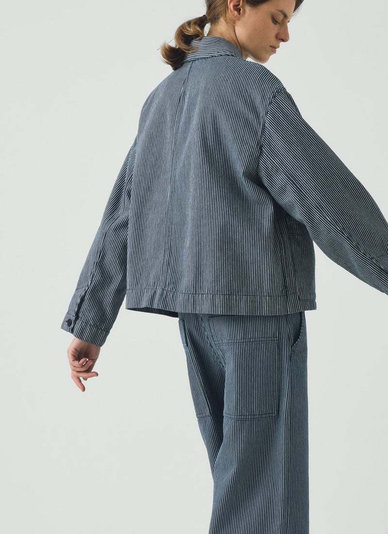 Hickory Stripe Denim Jacket | Ecru/Indigo
