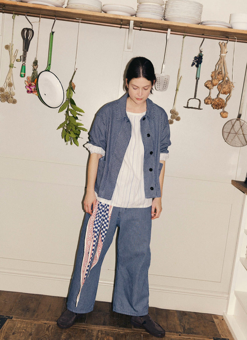 Hickory Stripe Denim Jacket | Ecru/Indigo
