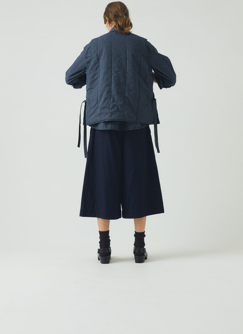 Railroad Stripe Side Tie Vest | Denim Blue