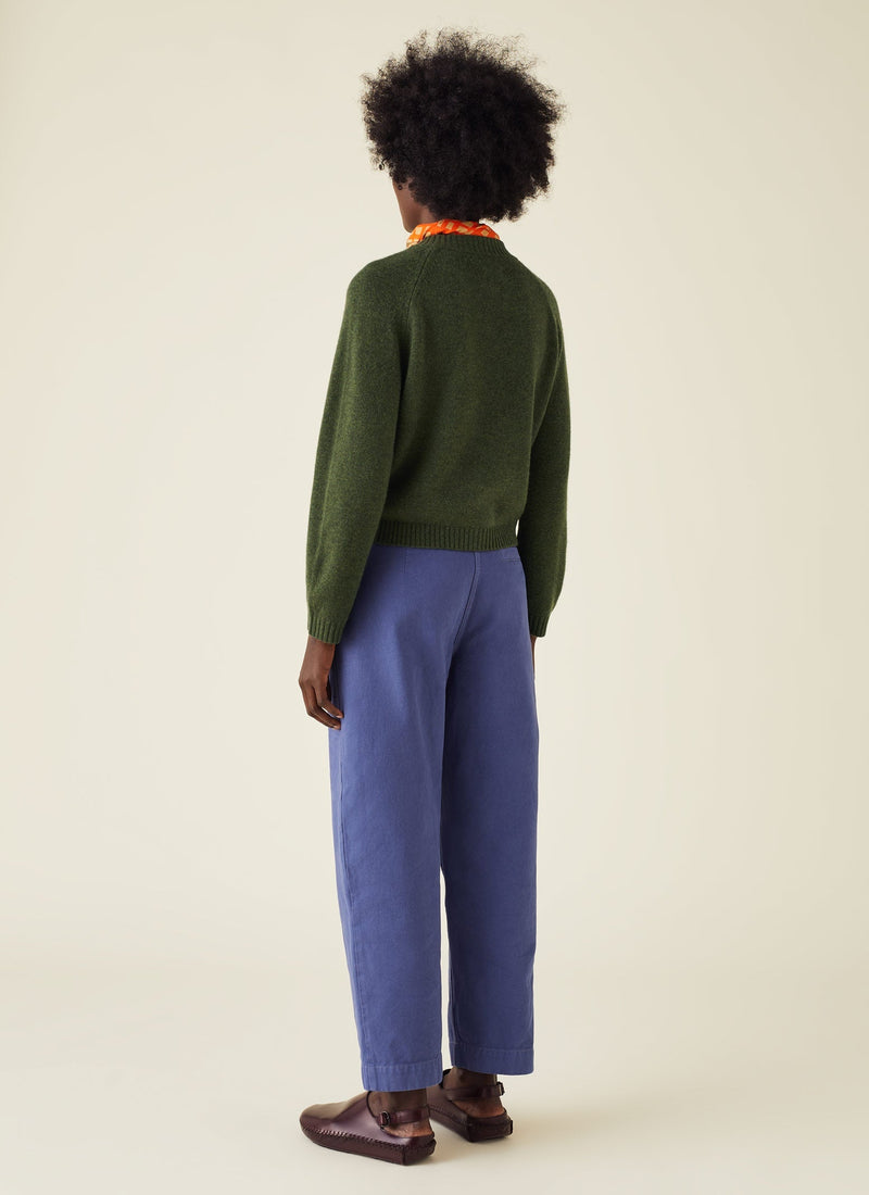Eden Wool Cashmere Raglan Cardigan | Olive Melange