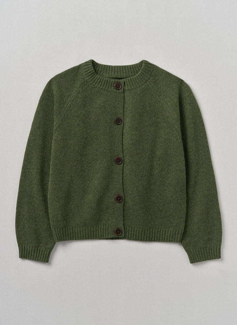 Eden Wool Cashmere Raglan Cardigan | Olive Melange